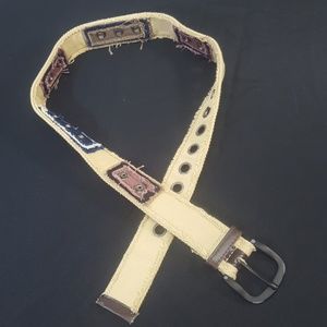 Women's Distressed Tan Patchy Cotton Belt 28"-34"